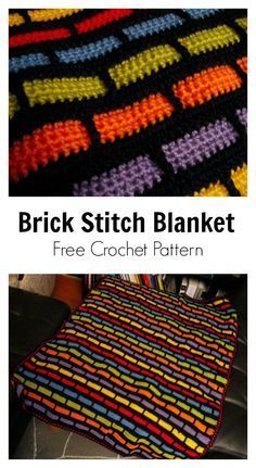 Brick Stitch Afghan Blanket Free Crochet Pattern #freecrochetpatterns #stitch #blanket Brick Stitch Tutorial, Scrap Yarn Crochet, Stitch Blanket, Crocheted Blanket, Crochet For Beginners Blanket, Crochet Blanket Afghan, Brick Stitch Pattern, Patterns Design, Crochet Afghans