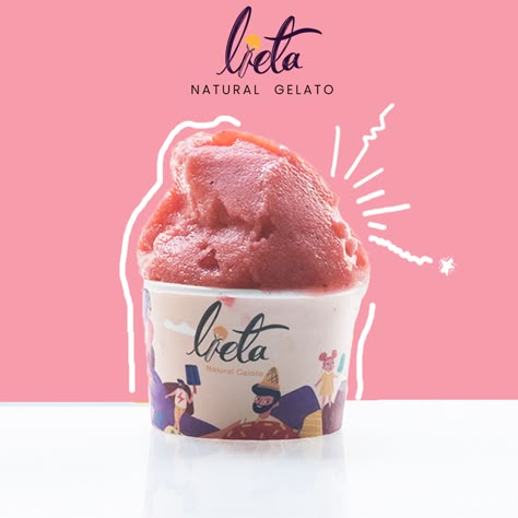 Gelato Poster Design, Cake Marketing Ideas, Gelato Design, Gelato Poster, Gelato Ice Cream, Visuell Identitet, Party Box, Bakery Branding, Creative Advertising Design