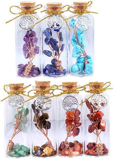 Crystal Jewelry Diy, Crafts With Glass Jars, Crystal Healing Chart, Chip Art, Reiki Stones, Crystal Chips, Indoor Fountain, Money Tree, Miniature Bottles