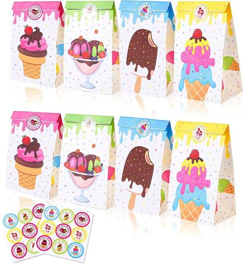 Birthday Ice Cream Theme, Ice Cream Theme Party, Ice Cream Party Favors, Candy Bags Wedding, Ice Cream Gift, Summer Candy, Kids Birthday Party Decoration, Ice Cream Theme, Summer Ice Cream