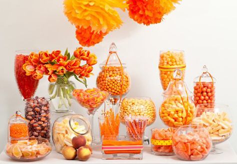 Perfect for fall. Get your Orange-Colored candy from http://www.bulkcandystore.com/colors/orange-candy Orange Candy Buffet, Keys Photography, Diy Candy Bar, Wedding Food Stations, Buffet Dessert, Orange Wedding Colors, Candy Buffet Wedding, Candy Bar Wedding, Fall Candy