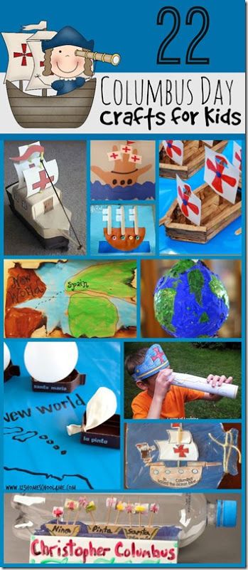 22 Columbus Day Crafts - so many fun, creative, and unique crafts for kids to help kids celebrate this explorer in October. Preschool, Kindergarten, and elementary age kids. Columbus Day Crafts For Kids, Christopher Columbus Craft, Christopher Columbus Activities, Crafts And Activities For Kids, October Crafts, Homeschool Kids, Christopher Columbus, History For Kids, Columbus Day