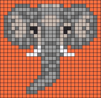 Elephant Perler Bead Pattern, Alpha Pattern Animals, Animal Alpha Pattern, Elephant Pixel Art, Elephant Perler, Baby Toys Crochet, Pixel Blanket, Pixel Crochet Blanket, Character Blankets