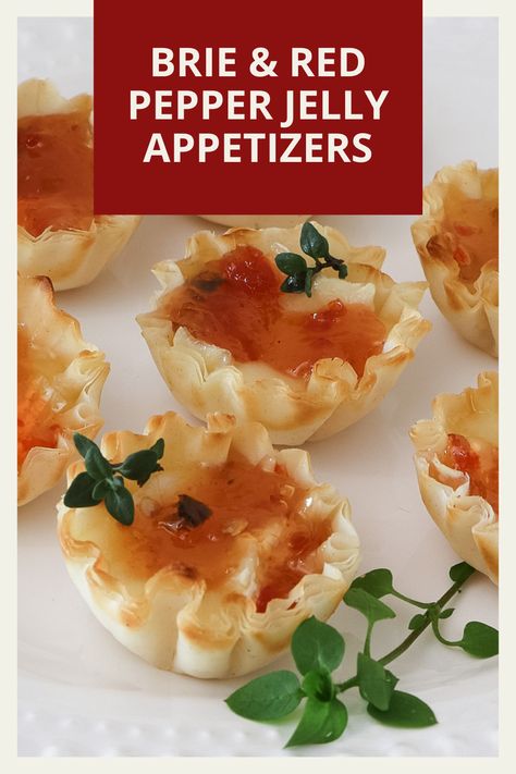 Pepper Jelly Recipe Appetizers, Red Pepper Jelly Recipe Appetizers, Bacon Pepper Jelly, Bacon Brie Bites, Jelly Appetizers, Red Pepper Jelly Appetizer, Bacon Brie, Holiday Salad, Phyllo Recipes