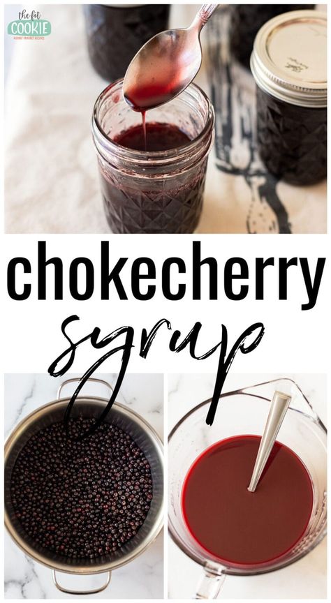 Turn your late summer harvest of chokecherries into delicious chokecherry syrup! This syrup is from a family recipe and tastes delicious over pancakes, waffles, ice cream, in drinks, and more. | thefitcookie.com Chokecherry Jam, Chokecherry Syrup, Healthy Sauce Recipes, Pancake Syrup Recipe, Freezing Recipes, Waffles Ice Cream, Vegan Sauce Recipes, Ball Canning, Canned Foods