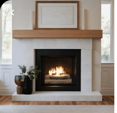 Recessed Gas Fireplace, Gas Fireplace Surrounds, Real Fireplace Ideas Wood Burning, Modern Gas Fireplace Ideas, Modern Gas Fireplace, Scandinavian Fireplace, Fireplace Modern Design, Stone Hearth, Family Room Remodel