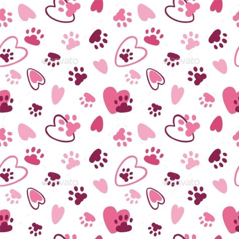 Pet Pattern Valentine Heart Cat and Dog Puppy Backgrounds, Dog Footprint, Pet Pattern, Valentine Pattern, Valentine Kids, Dog Skull, Puppy Valentines, Dog Background, Vector Patterns Design