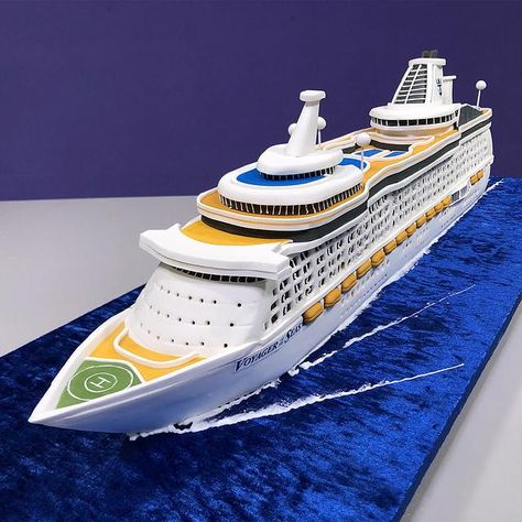 Cruise Cake Ideas, Ship Cake Design, Cruise Birthday Cake, Ship Cake Ideas, Disney Cruise Cake, Cruise Ship Birthday Cake, Cruise Ship Cake, Cruise Cake, Ship Birthday Cake