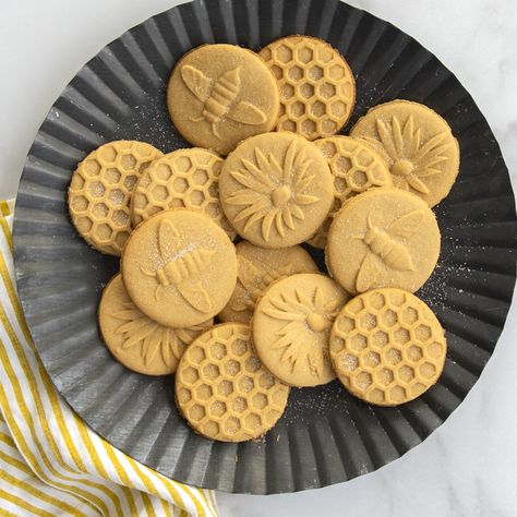 Honey Bee Stamped Sugar Cookies - Nordic Ware Cookie Presses, Spring Time Desserts, Bee Cookies, Best Sugar Cookie Recipe, Favorite Cookie Recipe, Best Sugar Cookies, Nordic Ware, Cookie Mix, Cookie Stamps