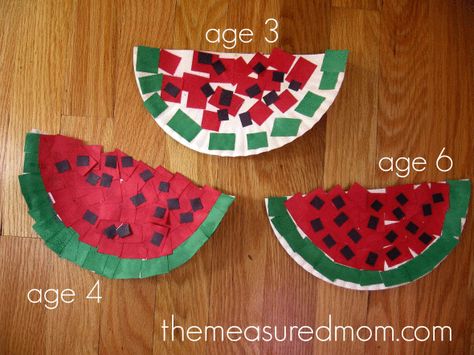 paper-watermelons Letter W Crafts, Letter W Activities, Preschool Letter Crafts, The Measured Mom, Watermelon Crafts, Measured Mom, Abc Crafts, Fruit Crafts, Summer Preschool