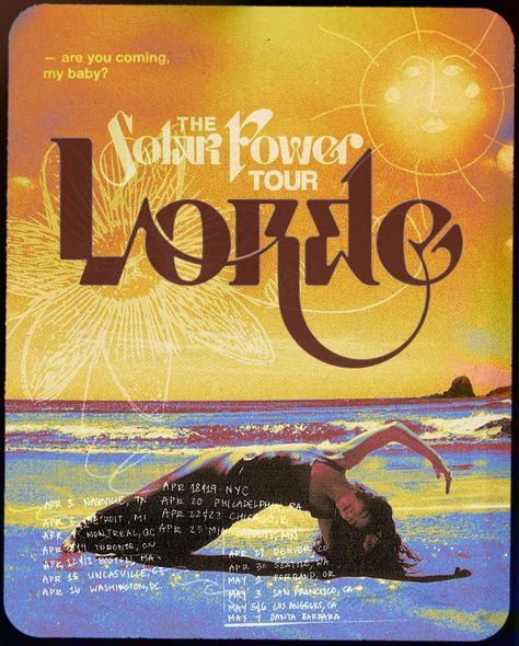 morgan’s Instagram profile post: “tour poster from scans of the solar power music box and my handwriting :)) @lorde 🤎☀️ . . . . #lorde #solarpower #design…” Lorde Poster, Poster Typography, Tour Poster, Dorm Posters, Concert Aesthetic, Book Wall, Lyric Art, Homescreen Ideas, Music Images