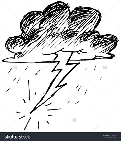 Storm Drawing Simple, Storm Drawing Easy, Storm Cloud Drawing, Thunder Sketch, Storm Doodle, Cloud Drawing Simple, Thunder Drawing, Storm Drawing, Lightning Drawing