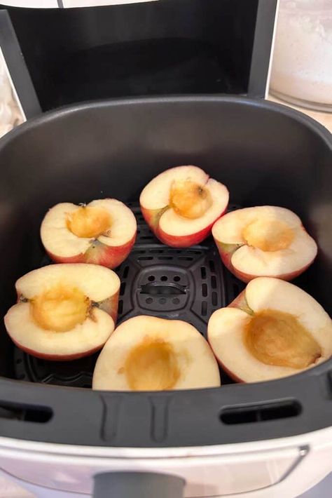 Elevate your dessert game with these flavorful spiced baked apple halves made effortlessly in your air fryer. Deliciousness guaranteed! Baked Apples In Air Fryer, Apples In Air Fryer, Air Fryer Baked Apples, Quick Apple Dessert, Baked Apple Recipes, Apple Desserts Easy, Air Fryer Recipe, Apple Dessert, Baked Apple