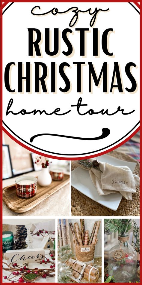 Christmas Decor For Farmhouse, Ranch House Christmas Decor, Cozy Farmhouse Christmas Decor, Farm Style Christmas Decorations, Rustic Christmas Decorations Living Room, Rustic Christmas Home Decor, Christmas Vinyettes, Cozy Cabin Christmas Decor, Country Christmas Decorations Farmhouse