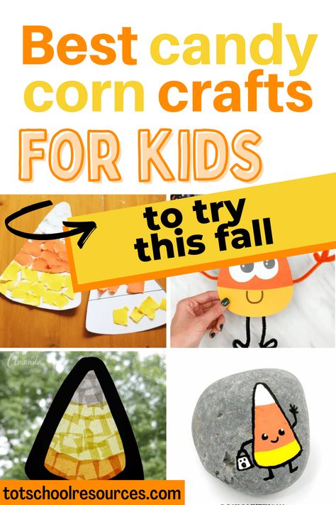 Need some easy fall or Halloween craft ideas for kids? Give these cute candy corn crafts a spin. With so many to choose from there's something for everyone to enjoy! Candy Corn Art Projects For Kids, Candy Corn Crafts For Kids, Candy Corn Craft, Halloween Craft Ideas For Kids, Corn Crafts, Corn Craft, Candy Corn Crafts, Halloween Craft Activities, Halloween Craft Ideas