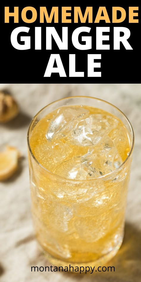 Easy Homemade Ginger Ale Recipe | Montana Happy Ginger Ale Recipe, Homemade Ginger Ale, Ale Recipe, Homemade Fajita Seasoning, Health Benefits Of Ginger, Homemade Soda, Rustic Recipes, Ginger Water, Ginger Syrup