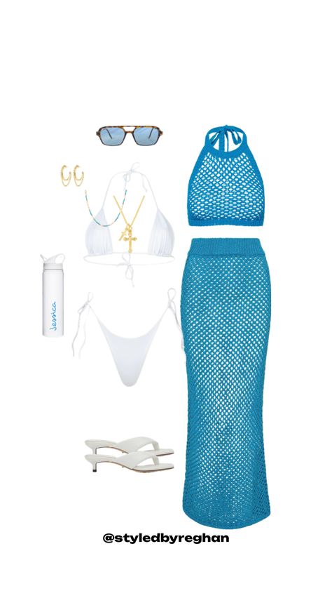 Love island inspo Love Island Bikinis, Love Island Outfits, Island Outfits, Vacation Outfits Women, Outfit Collage, Fashion Collage, Love Island, Blue Outfit, Swimwear Outfit