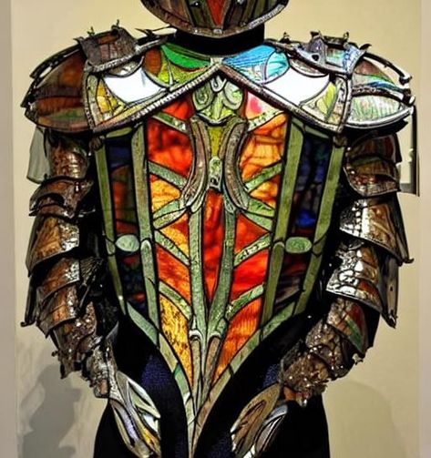 Armor made of stained glass Stained Glass Costume, Stained Glass Armor, Stained Glass Outfit, Glass Armor, Bard Character, 2024 Illustration, Dnd Bard, Dnd Inspiration, Stained Glass Gifts