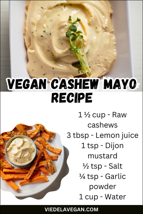 Vegan Cashew Mayo Recipe Homemade Vegan Mayo, Raw Vegan Mayo, Healthy Vegan Mayo, Diy Vegan Mayo, Oil Free Vegan Mayo, Cashew Mayo Vegan, Vegan Mayonaise, Vegan Dip Recipes, Juice Pulp Recipes