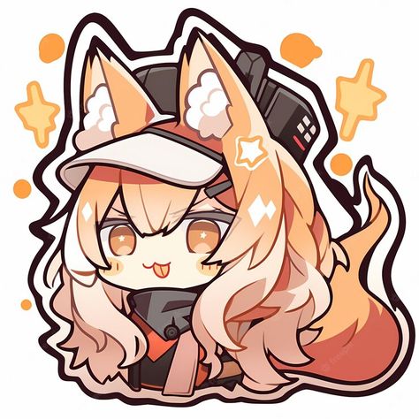 Wolf Character Art, Kawaii Photos, Reference Clothing, Fox Anime, Kawaii Pictures, Wolf Character, Girl Vector, Character Design Girl, Anime Sticker