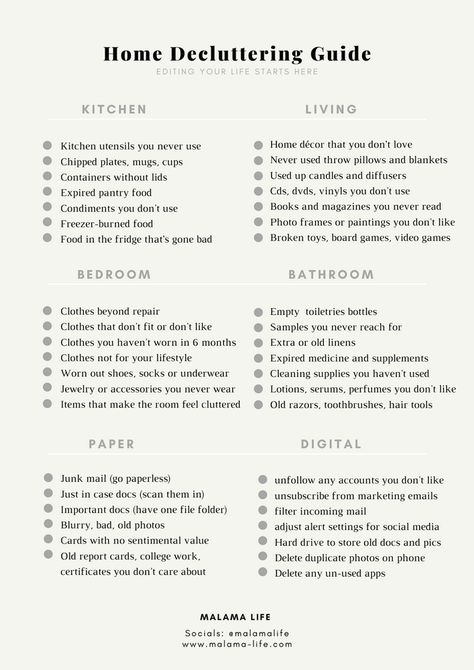 Reset My Life, Bedroom Declutter, Decluttering Checklist, Moving House Tips, Home Decluttering, Mental Space, Deep Cleaning Checklist, Declutter Checklist, House Cleaning Checklist