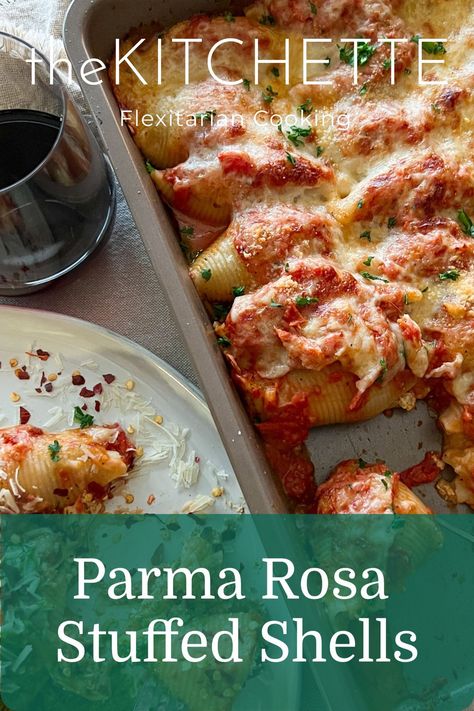 Gorgeous, gorgeous. Dreamy and mild parma rosa tomato sauce made with tomatoes, herbs, garlic, wine, and cream over stuffed shells and loads of melty cheese. Comfort--pure. Click below for the recipe! Parma Rosa Sauce, Ground Beef Ricotta, Pasta Shells Stuffed, Shells Stuffed, Shell Pasta Recipes, Jumbo Pasta Shells, Hot Cheese, Pasta Shells, How To Peel Tomatoes