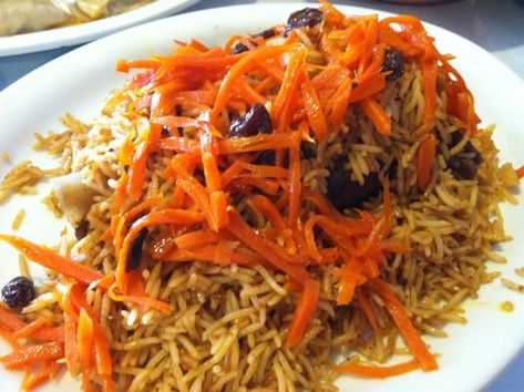 This is a traditional Afghan recipe that anyone who likes raisins and carrots is sure to enjoy. Ingredients 3 cups rice Lamb meat (or other meat) 1 medium onion – chopped 1 cup shredded carro… Afghan Recipes, Brown Food Coloring, Afghan Food Recipes, Kosher Kitchen, Afghan Food, Brown Food, Persian Recipes, Persian Cuisine, Brown Rice Recipes