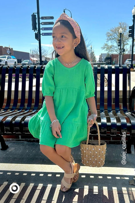 Kids Church Outfits, Emma Hairstyle, Outfits For Sunday, Kids Back To School Outfits, Outfits For Girls Kids, Green Spring Dress, Lulu Girls, Kids Summer Outfits, Kids Dress Clothes