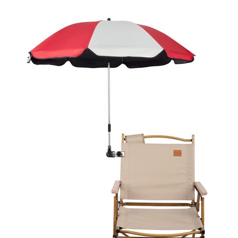 Chair Umbrella with Clamp,42 inches UPF 50+ Clip on Parasol for Beach Chairs,Wheelchairs,Golf Carts (Red)) Umbrella Chair, Patio Sun Shades, Shade Umbrellas, Beach Chair Umbrella, Patio Shade, Folding Chairs, Patio Umbrellas, Beach Chairs, Golf Carts