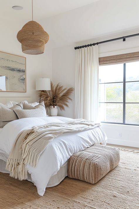 42 Cozy Farmhouse Bedroom Designs + Secrets Which Make This Design Style Timeless - Edward George Beachy Boho Bedroom, Boho Coastal Bedroom, Cozy Farmhouse Bedroom, Deco Jungle, Summer Bedroom, Boho Bedroom Ideas, Bedroom Bliss, Coastal Bedrooms, Coastal Bedroom