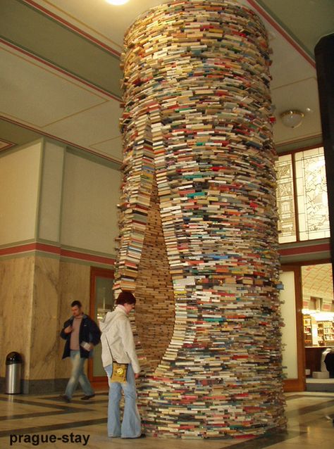 Book Tunnel Prague, Prague Book Tunnel, Municipal Library Prague, Book Tower Prague, Infinity Book Tower Prague, Prague Library, Prague Aesthetic, Prague Photos, Book Tower