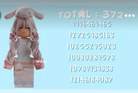 Roblox id codes Pants Roblox Code, Cinnamoroll Outfit, Pants Roblox, Roblox Id Codes, Fluffy Sleeves, Cute Cinnamoroll, Roblox Id, Roblox Code, Roblox Clothes