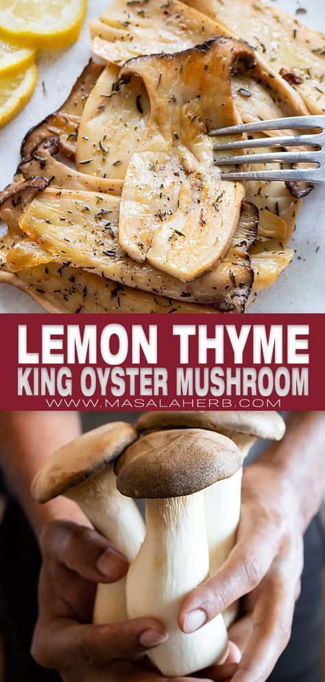 King Oyster Mushroom Breakfast, King Oyster Mushroom Steak, Grilled King Oyster Mushroom, King Mushrooms Recipe, King Oyster Recipes, How To Cook King Oyster Mushrooms, Mini King Oyster Mushroom Recipe, King Oyster Mushroom Pasta, King Trumpet Mushroom Recipes