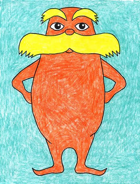 How to Draw the Cat in the Hat - Directed Drawing for Elementary Students Lorax Drawing, Drawn Fish, Easy Cartoon Drawings, Directed Drawing, Fish Drawings, Cartoon Coloring Pages, The Lorax, Drawing Projects, Daily Drawing