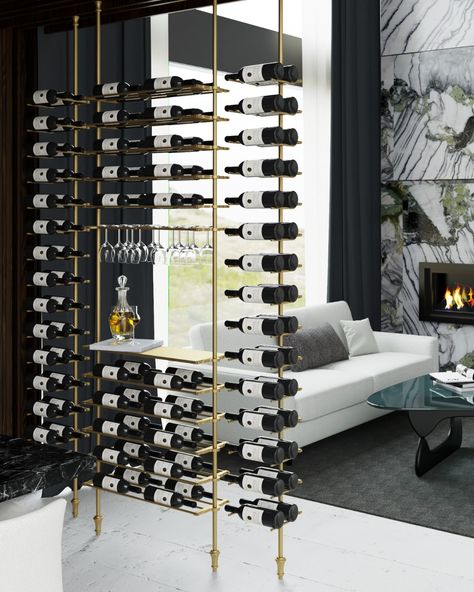 🍷✨ Introducing Lazio Wine Assembly! ✨🍷⁠ ⁠ Transform your space with elegance and functionality. The Lazio Wine Assembly isn't just a wine rack; it's a statement piece. With a 100-bottle capacity, this versatile display can serve as a stunning wine wall or an exquisite room divider, perfect for showcasing your collection in style.⁠ ⁠ ➡️ Capacity: Holds up to 100 bottles⁠ ➡️ Size: 72 inches wide and 96 inches tall⁠ ➡️ Finishes: Available in 6 luxurious finishes to match any decor⁠ ➡️ Finials: C... Wine Wall Display, Wine Bottle Shelf, Bistro Shelving, Wine Shelves, Wine Wall, Table Extension, Wine Display, Metal Shelf, Modular Shelving