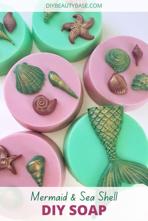 Mermaid Soap Melt And Pour, Diy Body Lotion, Ocean Soap, Purple Soap, Homemade Gift Idea, Soap Business, Mermaid Soap, Diy Soap Recipe, Soap Melt And Pour