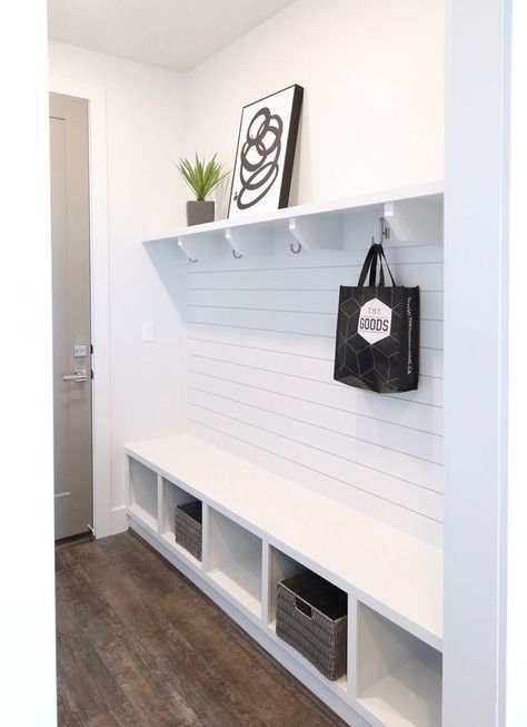 Contemporary Mudroom using Ikea Kallax shelf Contemporary Mudroom, Ikea Kallax Shelf, Decoration Plants, Mudroom Makeover, Mud Room Entry, Kallax Shelf, Mudroom Decor, Mudroom Laundry Room, Mud Room Storage