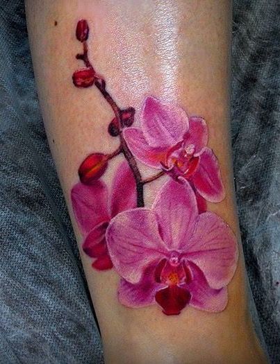 Colorful Orchid Tattoo, Orchid Tattoo Design, Purple Orchid Tattoo, Orchid Tattoos, Orchid Flower Tattoos, Tattoos Pinterest, Tattoos To Cover Scars, Orchid Tattoo, Disney Tattoo