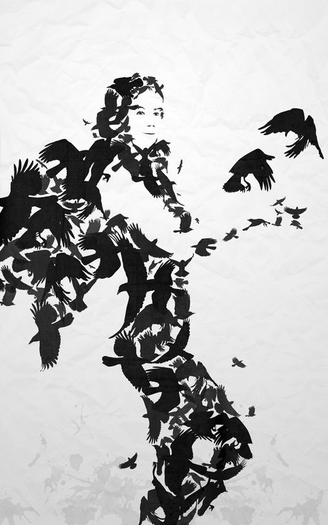 Artist: Jeff Hopkins  This is an example of the law of proximity, as the crows- although individual crows- are grouped together in the viewer’s perception in the shape of a woman. Law Of Pragnanz, Elements Of Design Space, Principles Of Design Contrast, Gestalt Laws, Gestalt Principles, Basic Art Techniques, Process Book, Figure Ground, Emily Carr