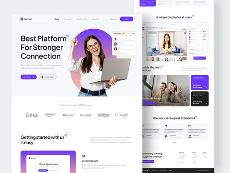 Wemeet - Webinar Landing Page by Indiawan for Columbus on Dribbble Conference Website, Web Design Typography, Daily Progress, Creative Design Agency, Website Images, Website Ideas, Tool Case, Flexible Working, Mobile App Design