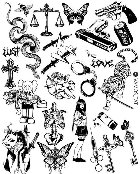 Dark Tattoos For Men, Flash Tattoo Sleeve, Tattoo Catalog, Vegas Tattoo, Sharpie Tattoos, Flash Tattoo Designs, Tattoo Flash Sheet, Small Hand Tattoos, Tattoo Design Book