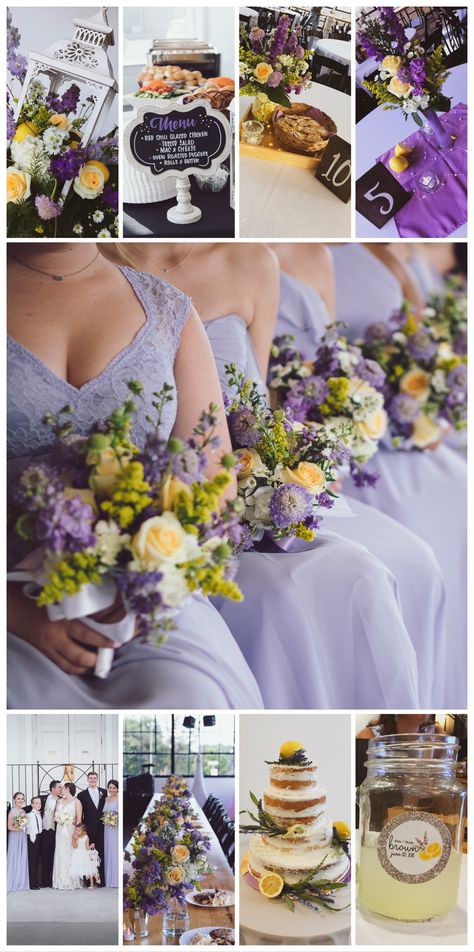 Lavender & yellow wedding palette 💜🍋 Lilac Wedding Colors, July Wedding Colors, Lavender Wedding Colors, Yellow Wedding Colors, Tangled Wedding, Spring Wedding Outfit, Yellow Wedding Theme, Lilac Wedding, July Wedding