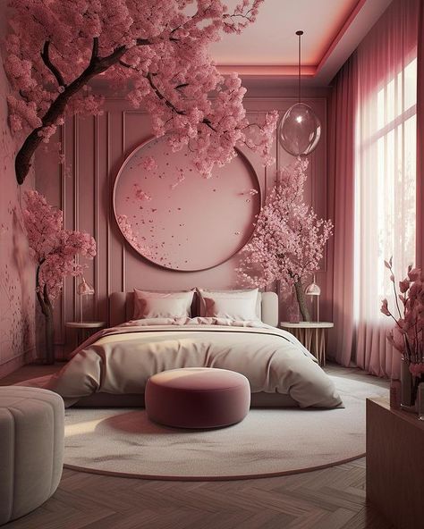 Cherry Blossom Bedroom Ideas, Luxury Room Bedroom, Cute Bedroom Decor, Luxury Rooms, Modern Bedroom Design, Dream Room Inspiration, Room Style, Decoration Inspiration, Room Makeover Inspiration