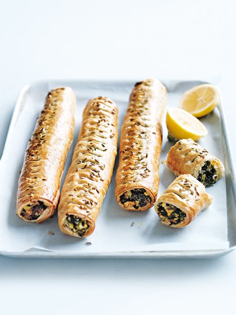 Spinach And Feta Rolls | Donna Hay Spinach And Feta Sausage Rolls, Spinach And Feta Rolls, Feta Rolls, Parsley Juice, Donna Hay Recipes, Donna Hay, Savory Pastry, Sausage Rolls, Spinach And Feta