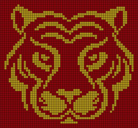 Tiger Tapestry Crochet, Tiger Alpha Pattern, Wool Work, Filet Crochet Charts, Design Crochet, Modern Crochet Patterns, Fillet Crochet, Pixel Art Grid, Japanese Cat