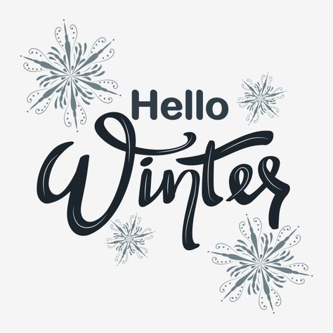 Hello Winter Hand Written Inscription With Blue Snowflakes Winter Lettering, Winter Logo Design, Winter Phrases, Winter Hand Lettering, Winter Logo, Winter Typography, Snowflake Sayings, Snowflake Font, Christmas Fonts Free