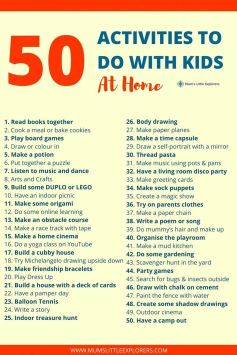 50 Things to do with kids at Home: Fun Indoor Activities Fun Indoor Summer Activities For Kids, Games To Play At Home With Family, Things To Do With Your Siblings At Home, Entertaining Kids At Home, Cheap Fun Things To Do With Kids, What To Do With Kids At Home, Things To Do In Vacation At Home, Fun With Kids At Home, Things To Do Indoors With Kids