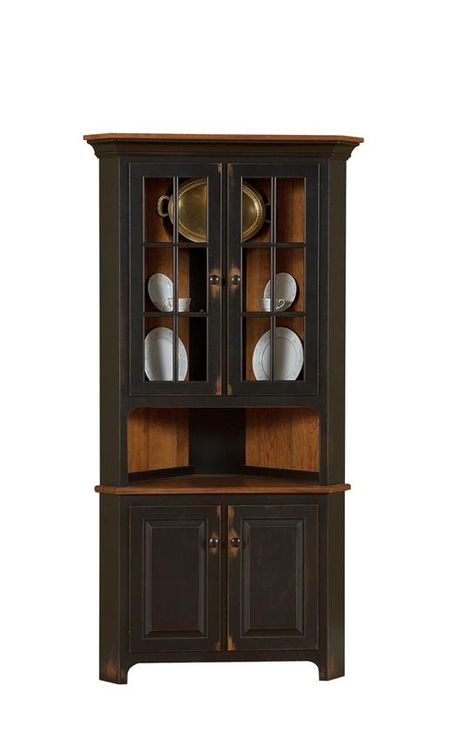 Amish Plymouth Corner Hutch Modern Dining Room Hutch, Corner Hutch Dining Room, Hutch Dining Room, Corner China Cabinet, Dining Room Corner, Corner Hutch, Cabinet Woodworking Plans, Dining Hutch, Dining Room Hutch