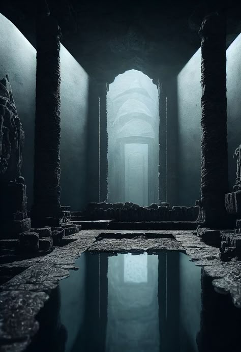 Underground Temple, Dungeon Room, Location Inspiration, Temple Art, Fantasy Castle, Fantasy Places, Beautiful Dark Art, Cool Wallpapers Art, Dark Places