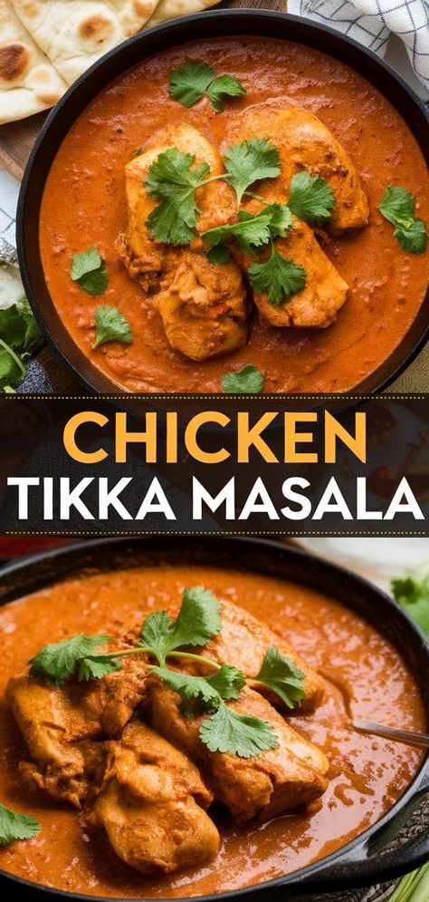 Love Indian cuisine? Try this Chicken Tikka Masala recipe! Juicy chicken pieces are simmered in a luscious, spiced tomato and cream sauce for a dish full of bold and comforting flavors. Tika Masala Recipe, Tikki Masala Chicken, Chicken Tiki Masala, Tika Masala, Tikki Masala, Chicken Tikka Recipe, Easy Chicken Tikka Masala, Indian Chicken Dishes, Chicken Masala Recipe